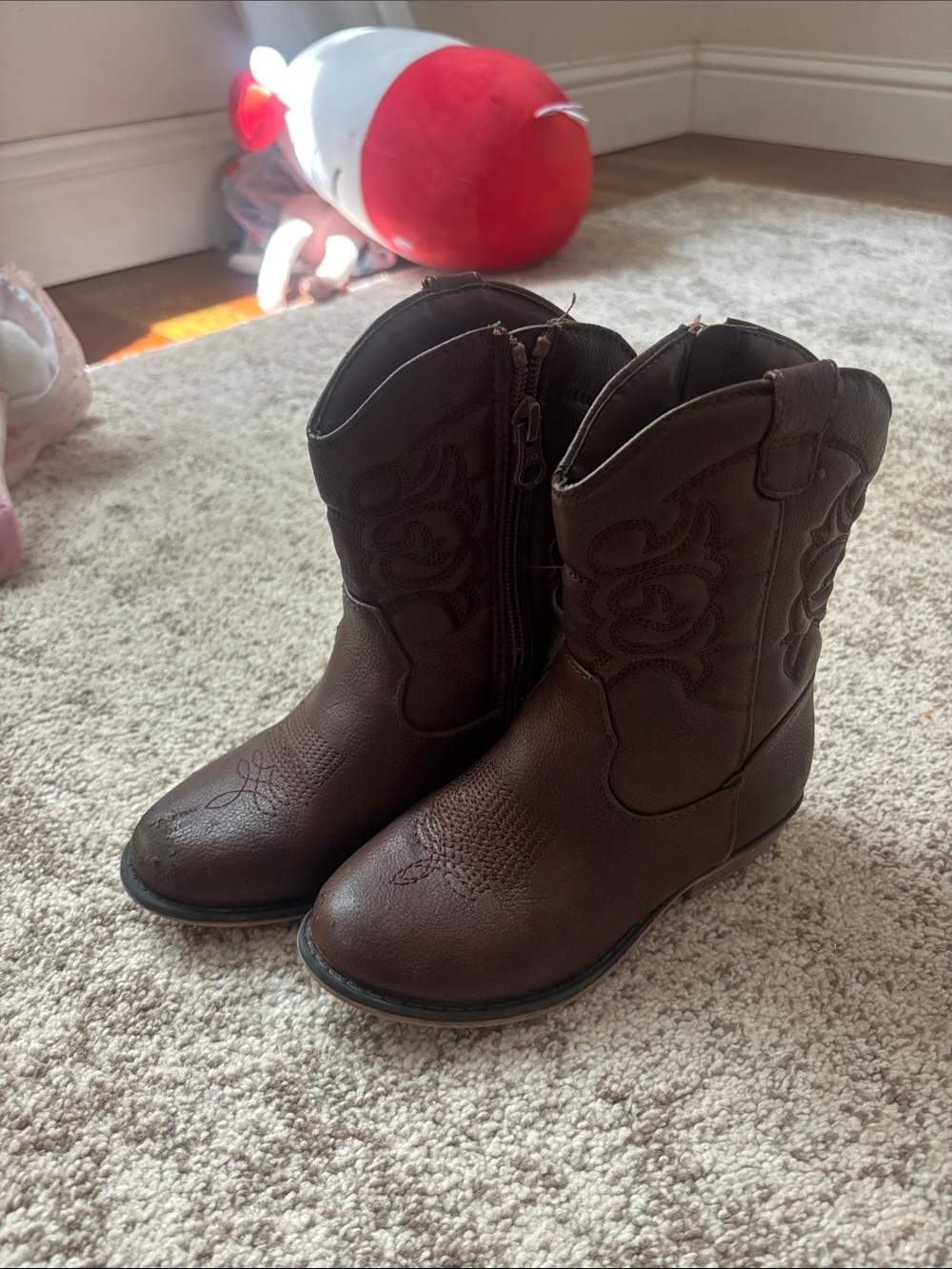 Cat & Jack Brown Kids Western Zip Boots